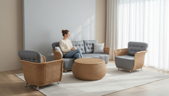 Gartenmöbel  Robuste Garten Rattan Garnitur Couchtisch 2x Sessel Sofa 3-Sitzer
