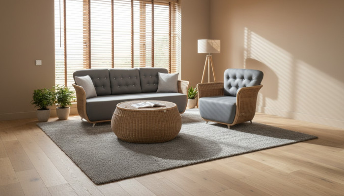 Gartenmöbel  Robuste Garten Rattan Garnitur Couchtisch Grau Sessel Sofa 3-Sitzer