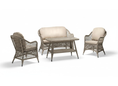 Gartenmöbel  Sofa 2 Sitzer Robuste Garten Rattan Garnitur Couchtisch 2x Sessel