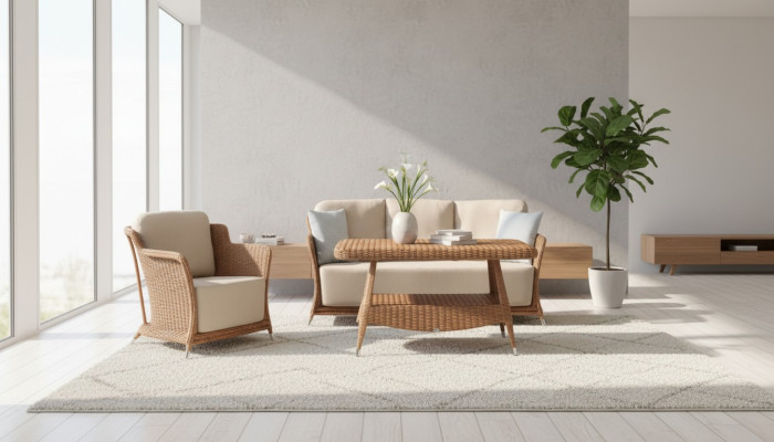 Gartenmöbel Sessel Robuste Garten Rattan Garnitur Braun Couchtisch Sofa 3 Sitzer