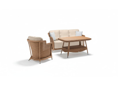 Gartenmöbel Sessel Robuste Garten Rattan Garnitur Braun Couchtisch Sofa 3 Sitzer