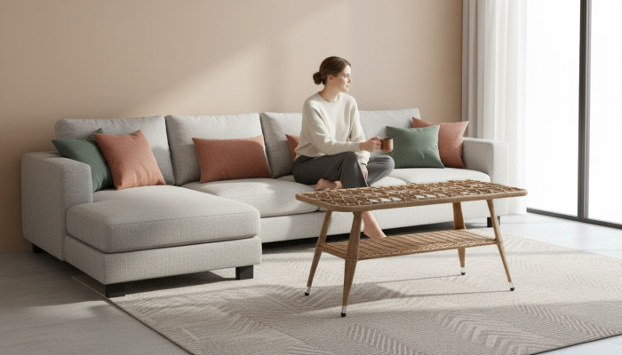 Couchtisch Braun Luxus Moderner Tisch Design Kaffeetisch Rattan Beistell