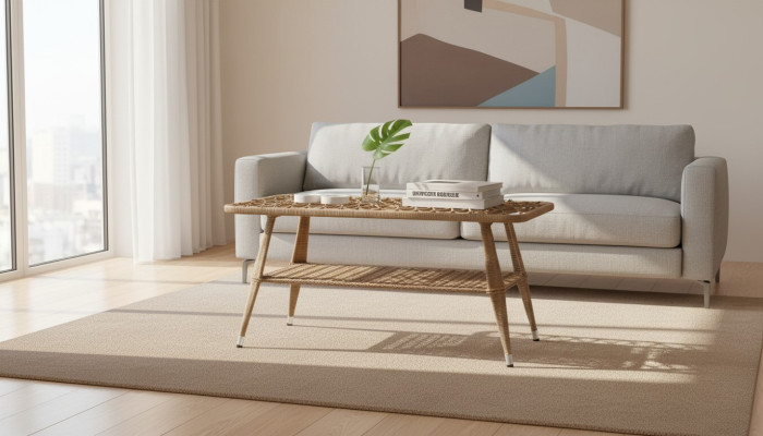 Couchtisch Braun Luxus Moderner Tisch Design Kaffeetisch Rattan Beistell