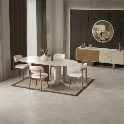 Esszimmer Set Esstisch Stuhle Konsole Spiegel Weiß Holzmöbel Modern