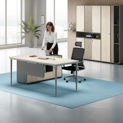 Arbeitstisch Komplettbüro Arbeitszimmermöbel Büroschrank Grau Holz Set