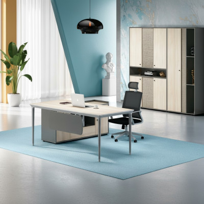 Arbeitstisch Komplettbüro Arbeitszimmermöbel Büroschrank Grau Holz Set