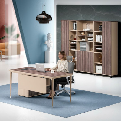 Arbeitstisch Beige Ecke Tisch Bürotisch Schreibtisch Büromöbel Holz