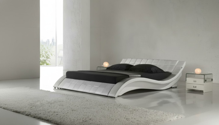Bett Silber Schlafzimmer JV Möbel Liegefläche 180x200 Schlafzimmer Kunstleder