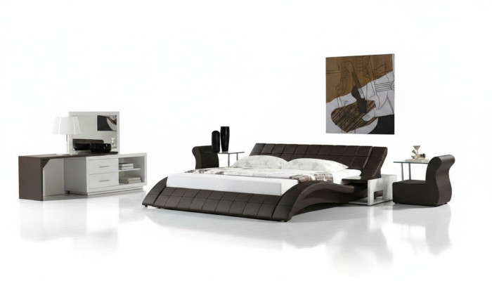Bett Braun Schlafzimmer JV Möbel Liegefläche 180x200 Schlafzimmer Kunstleder