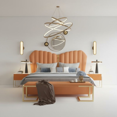 Bett Orange Doppelbett 180 x 200 Möbel Einrichtung Schlafzimmer Design  Neu