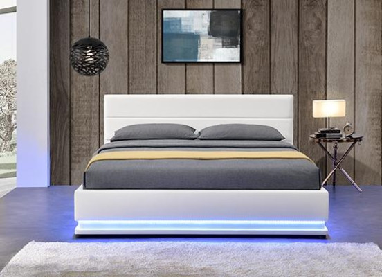 Bett LED-Licht Doppelbett 180 x 200 Möbel Einrichtung Schlafzimmer Design  Neu