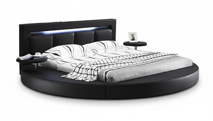 Bett Schlafzimmer Schwarz Designer Luxus LED-Licht Komplett Doppelbett Hotel Neu