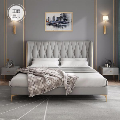 Bett Grau Schwarz Designer Jugendliche Luxus  Komplett Doppelbett Hotel Neu