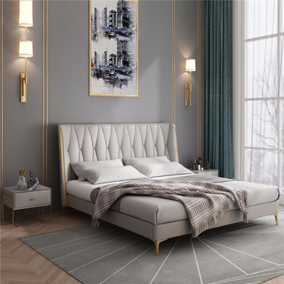 Bett Grau Schwarz Designer Jugendliche Luxus  Komplett Doppelbett Hotel Neu