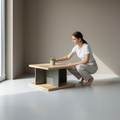 Couchtisch Chef Exclusive CEO Modern Design Bequemlichkeit Helles Holz Einfarbig