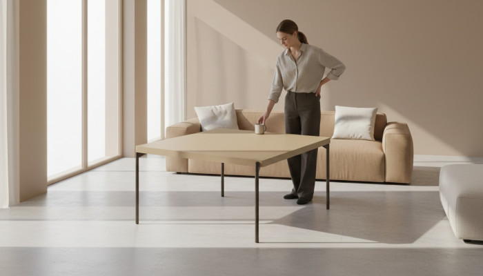 Couchtisch Arbeitszimmer Modern Design Ästhetik Schönheit Helles Holz Einfarbig