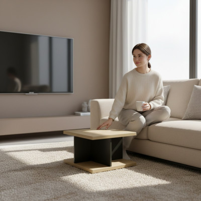 Couchtisch Arbeitszimmer Modern Design Ästhetik Schönheit Helles Holz Einfarbig