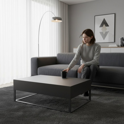 Couchtisch Büro Schwarz Holz Arbeitszimmer Luxus Modern Exclusive Büromöbel Neu