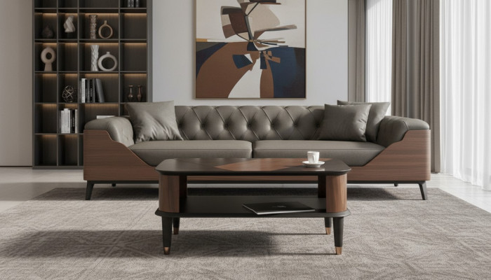 Couchtisch Braun  Modern Rechteckig Einlegeboden Modern Büroeinrichtung Neu