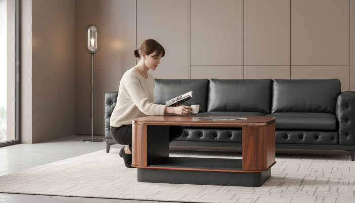 Couchtisch Braun Luxus Modern Rechteckig Einlegeboden Büroeinrichtung Neu