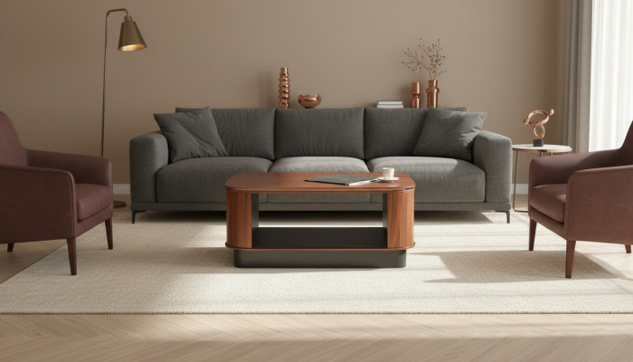 Couchtisch Braun Luxus Modern Rechteckig Einlegeboden Büroeinrichtung Neu