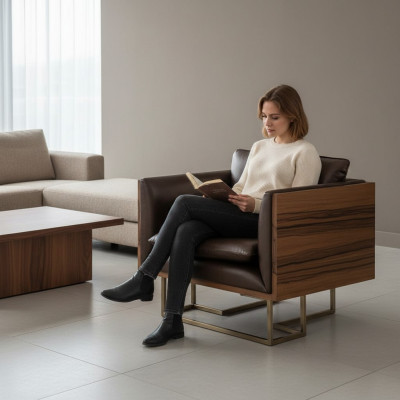 Stuhl 1x Ess Zimmer Polster Stuhl Sessel Fernseh Lounge Club Leder Textil Sitz