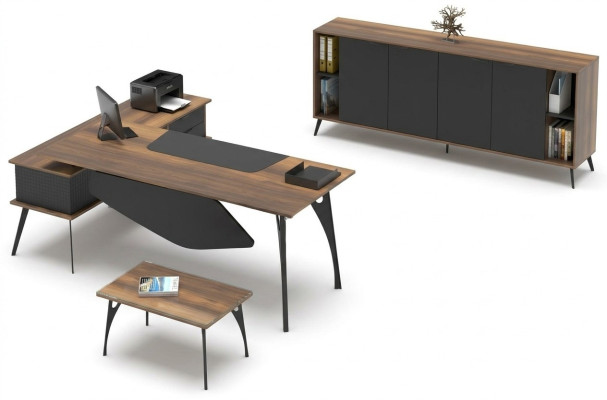 Büroeinrichtung Arbeitszimmer Couchtisch Tisch Sideboard Braun Schwarz