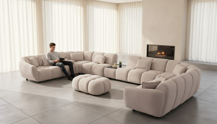 Ecksofa U-Form Sofa Wohnlandschaft Couch Eckgarnitur Sofa Polstergarnitur