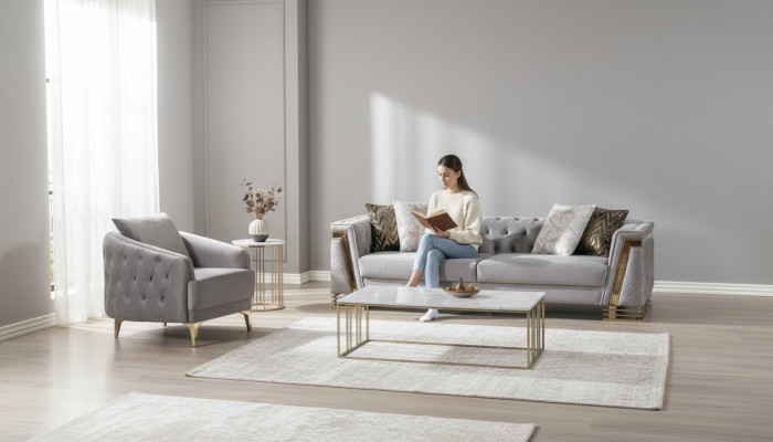 Sitzgarnitur Wohnlandschaft Sofa-Set Wohnzimmergarnitur Polstergarnitur Couch
