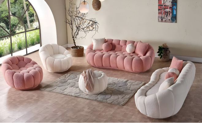 Sitzgarnitur Wohnlandschaft Sessel Sofa-Set Wohnzimmergarnitur Polstergarnitur