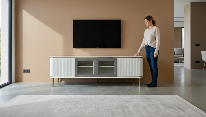 Lowboard Luxus Weiß tv Ständer Wohnzimmer Modern Design Neu Holz Möbel Glas