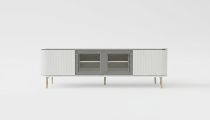 Lowboard Luxus Weiß tv Ständer Wohnzimmer Modern Design Neu Holz Möbel Glas