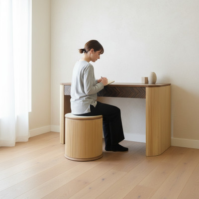Schminktisch mit Hocker Schlafzimmer Wandspiegel Holz Modern Stil Italien 2tlg