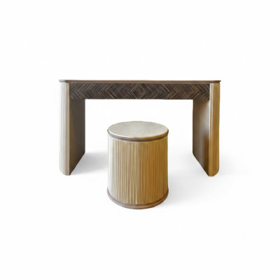 Schminktisch mit Hocker Schlafzimmer Wandspiegel Holz Modern Stil Italien 2tlg