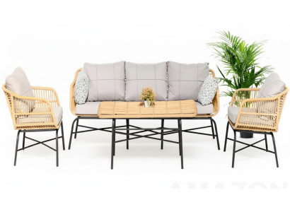 GartenMöbel Garten Sitzmöbel Sofagarnitur Dreisitzer Sofa Sessel Esstisch Set