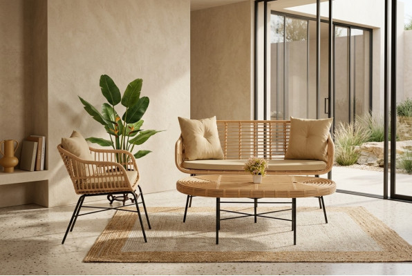GartenMöbel Set 3tlg Möbel Sitzmöbel Sofagarnitur Terrasse Tisch Sofa Couchtisch