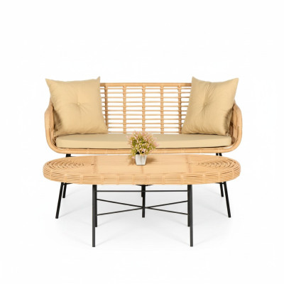 GartenMöbel  Sofa 2 Sitzer Couchtisch Sitzmöbel Sofagarnitur Terrasse Tisch Neu