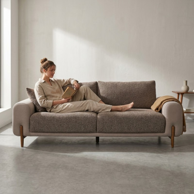 Bequem Grau Dreisitzer Sofa Stilvoll Wohnzimmer Textil 3-Sitzer Sofa Neu