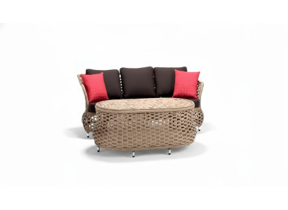 Gartenmöbel Sofa 3 Sitzer Braun Couchtisch Sofas Dreisitzer Rattan Luxus Modern
