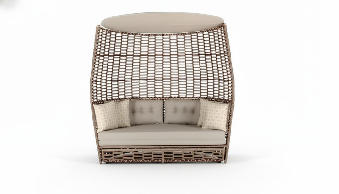 Beige Dreisitzer Garten Sitzmöbel Textil Sofa Edle Terrassen Möbel Hochwertig