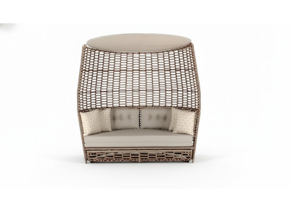 Beige Dreisitzer Garten Sitzmöbel Textil Sofa Edle Terrassen Möbel Hochwertig