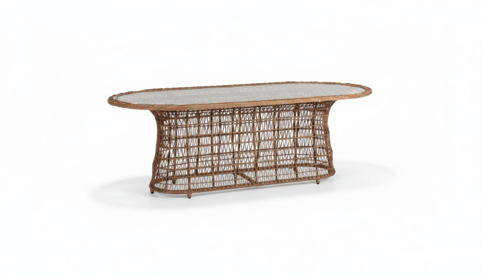 Couchtisch Braun Luxus Moderner Design Kaffeetisch Hochwertig Rattan Beistell