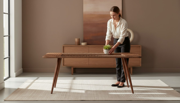 Couchtisch Hochwertig Braun Moderner Design Luxus Kaffeetisch Rattan Beistell
