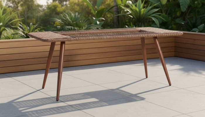 Couchtisch Hochwertig  Braun Moderner Kaffeetisch Rattan Beistell Design Luxus
