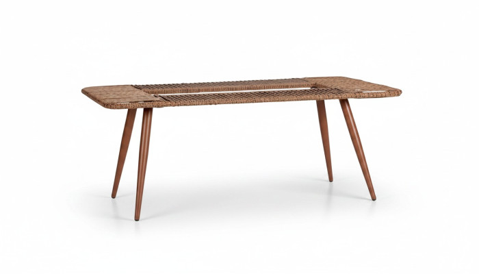 Couchtisch Hochwertig  Braun Moderner Kaffeetisch Rattan Beistell Design Luxus