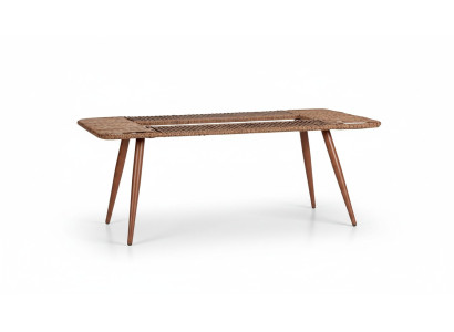 Couchtisch Hochwertig  Braun Moderner Kaffeetisch Rattan Beistell Design Luxus