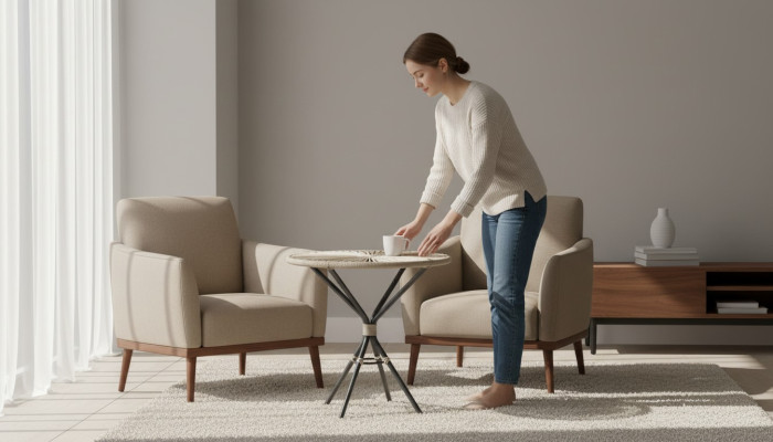 Couchtisch Hochwertig Grau Moderner Kaffeetisch Rattan Rund Design Luxus