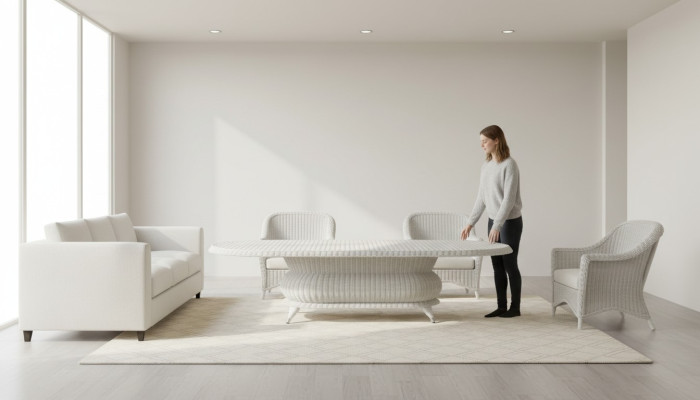 Couchtisch Grau Luxus Moderner Design stilvoll Kaffeetisch Hochwertig Rattan