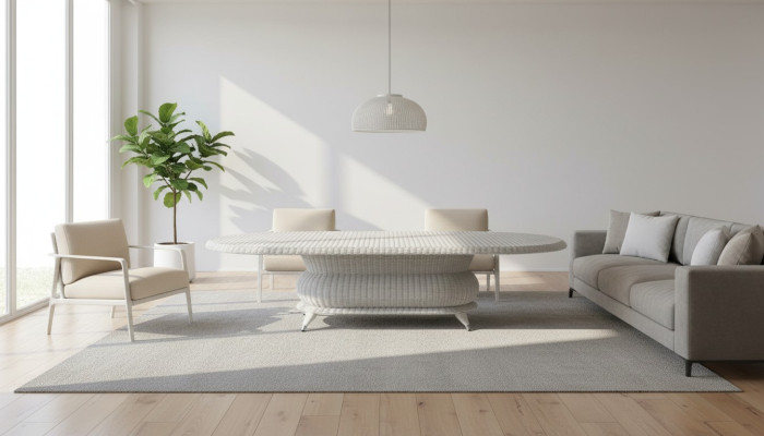 Couchtisch Grau Luxus Moderner Design stilvoll Kaffeetisch Hochwertig Rattan