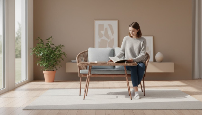 Couchtisch Braun Luxus Moderner Design stilvoll Kaffeetisch Hochwertig Rattan